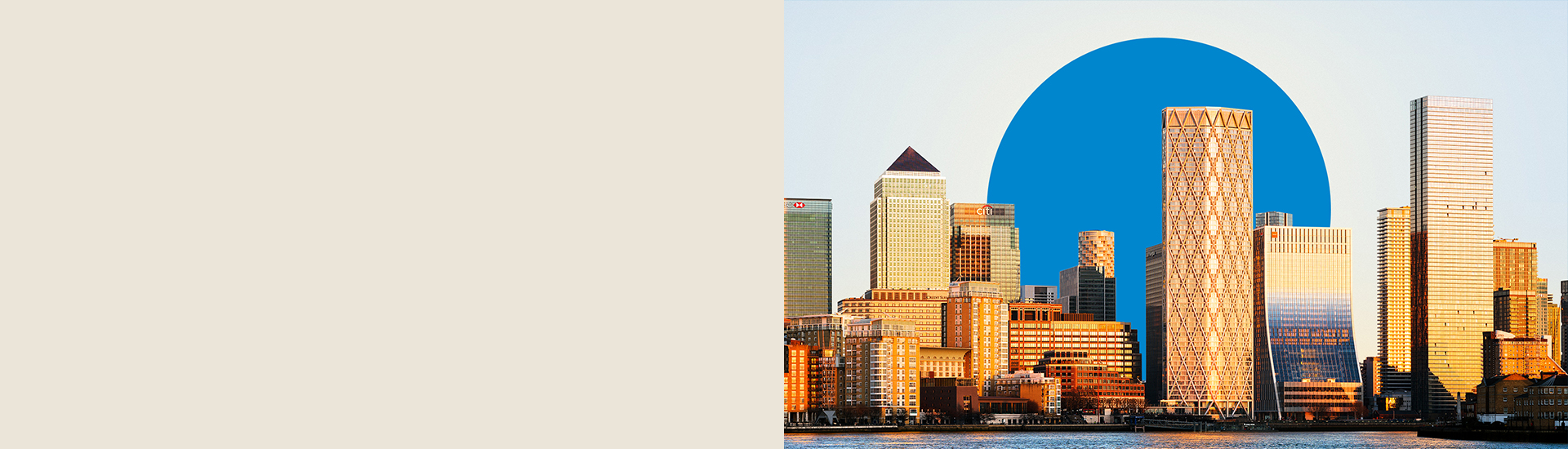 London skyline with blue circle - GIA London Campus